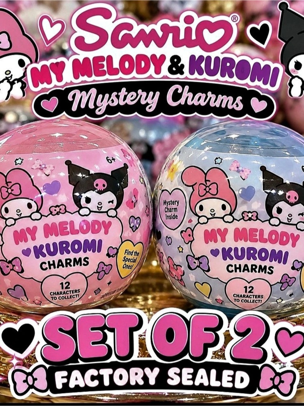 2 Sanrio My Melody & Kuromi Mystery Charms Blind Capsules Sealed 2026 Kawaii HTF